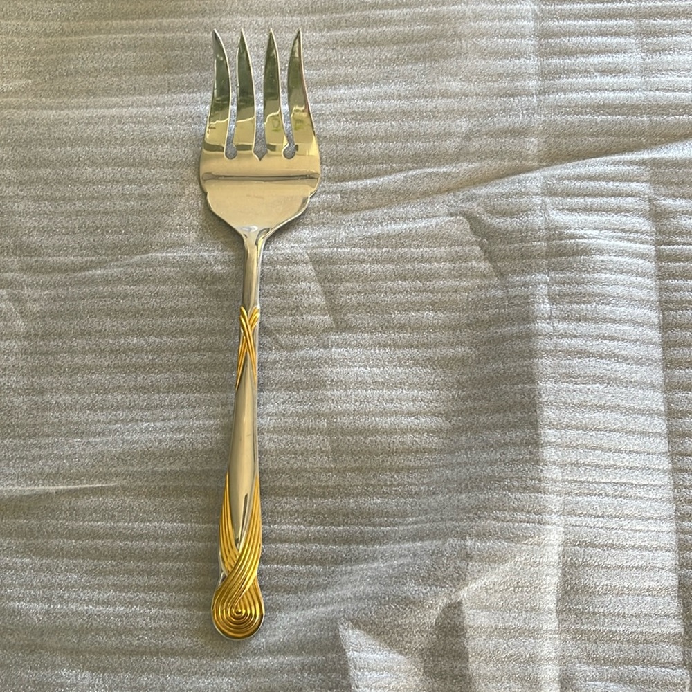 Retroneu Octave Gold and Silver Flatware Serving Fork
